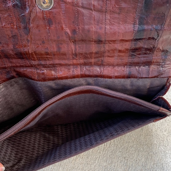 Vintage 80s eel skin wallet clutch 11 x 6 - Picture 5 of 6